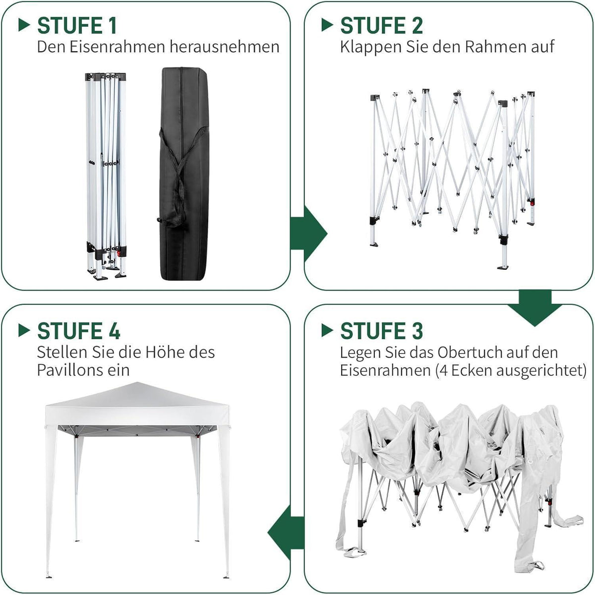 Faltpavillon 2x2m mit Seitenteilen – UV-Schutz & Winddicht