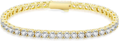 Gold Tennisarmband mit Zirkonia Steinen, 5A-Qualität, Geschenk für