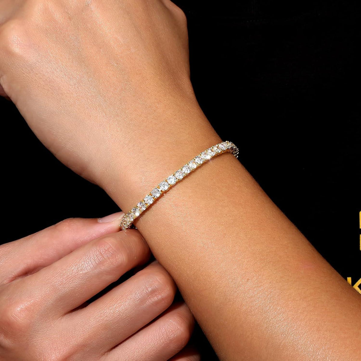 Gold Tennisarmband mit Zirkonia Steinen, 5A-Qualität, Geschenk für