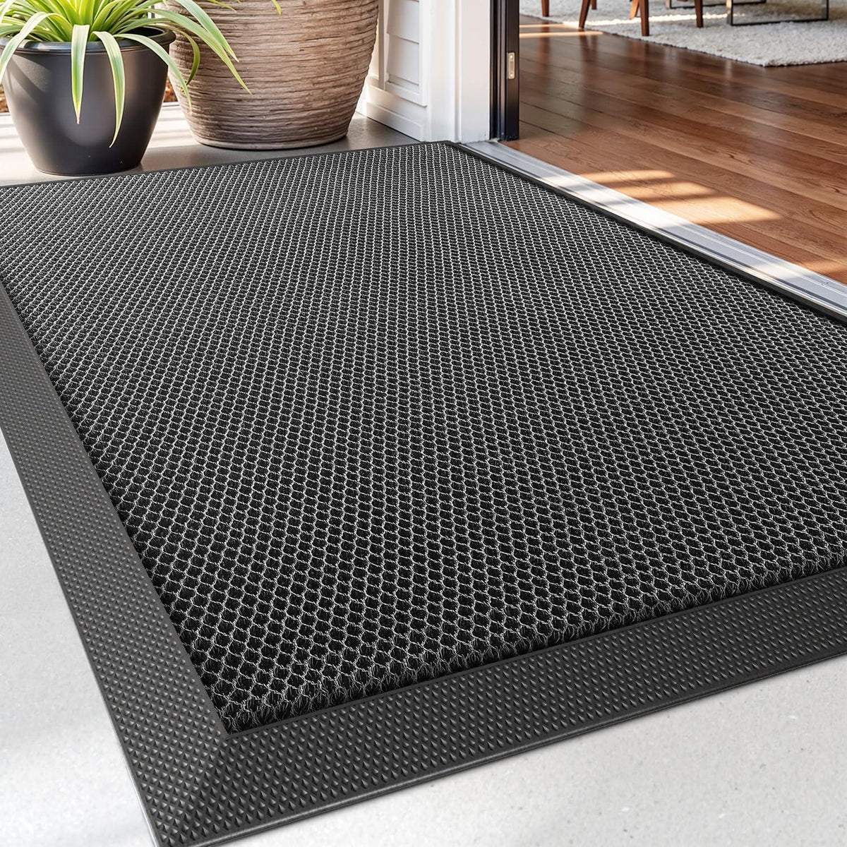 Fußmatte dunkelgrau 60x90 cm – rutschfest & Schmutzfang