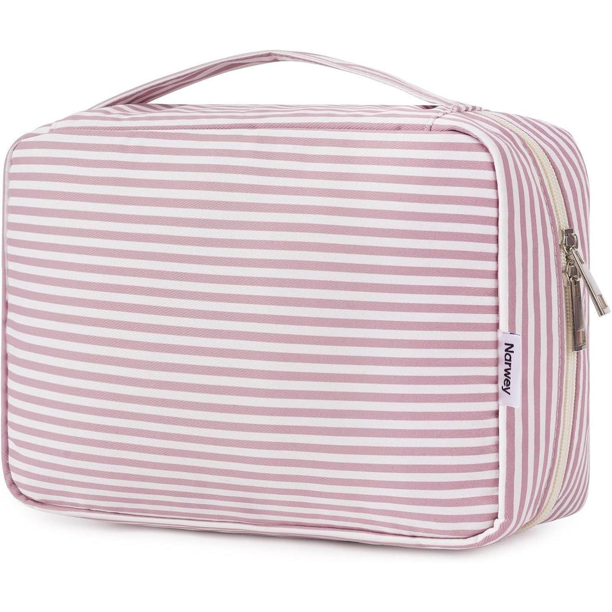 Kulturtasche zum Aufhängen, groß, altrosa Streifen