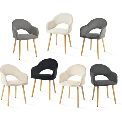 Esszimmerstühle 6er Set Beige mit Samt & Holzbeinen
