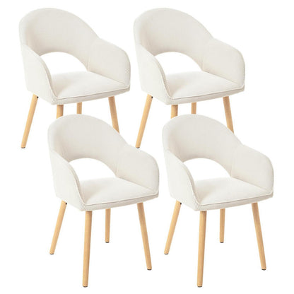 Esszimmerstühle Set 4 beige Cord mit Armlehnen & Holzbeinen