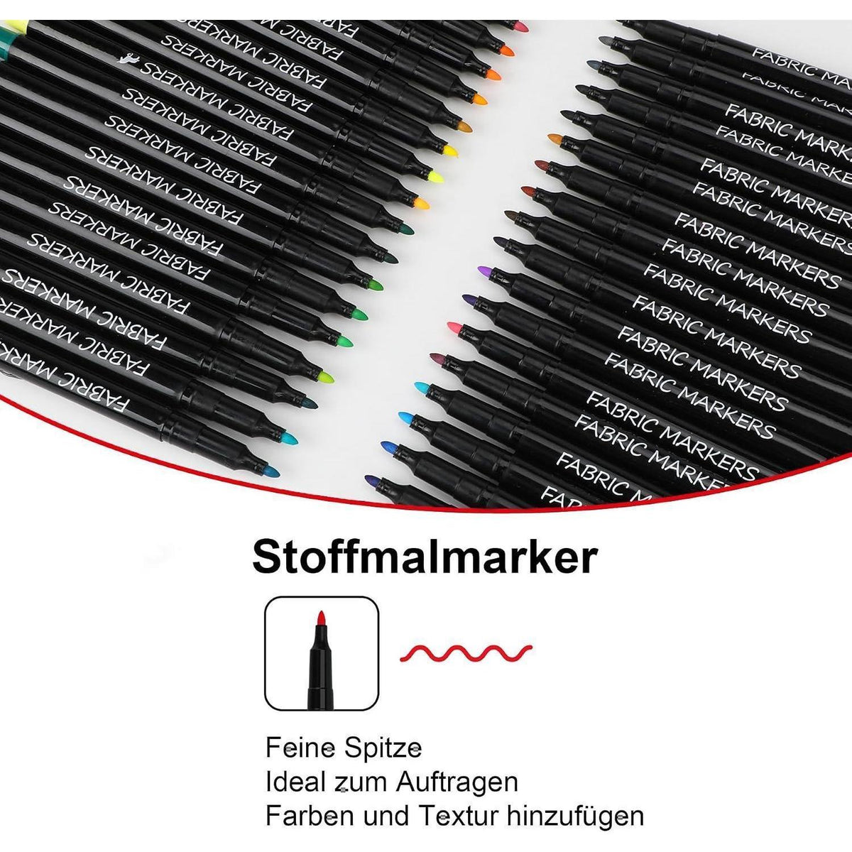 Textilstifte Set 40 Farben – Waschmaschinenfest & Feinspitze