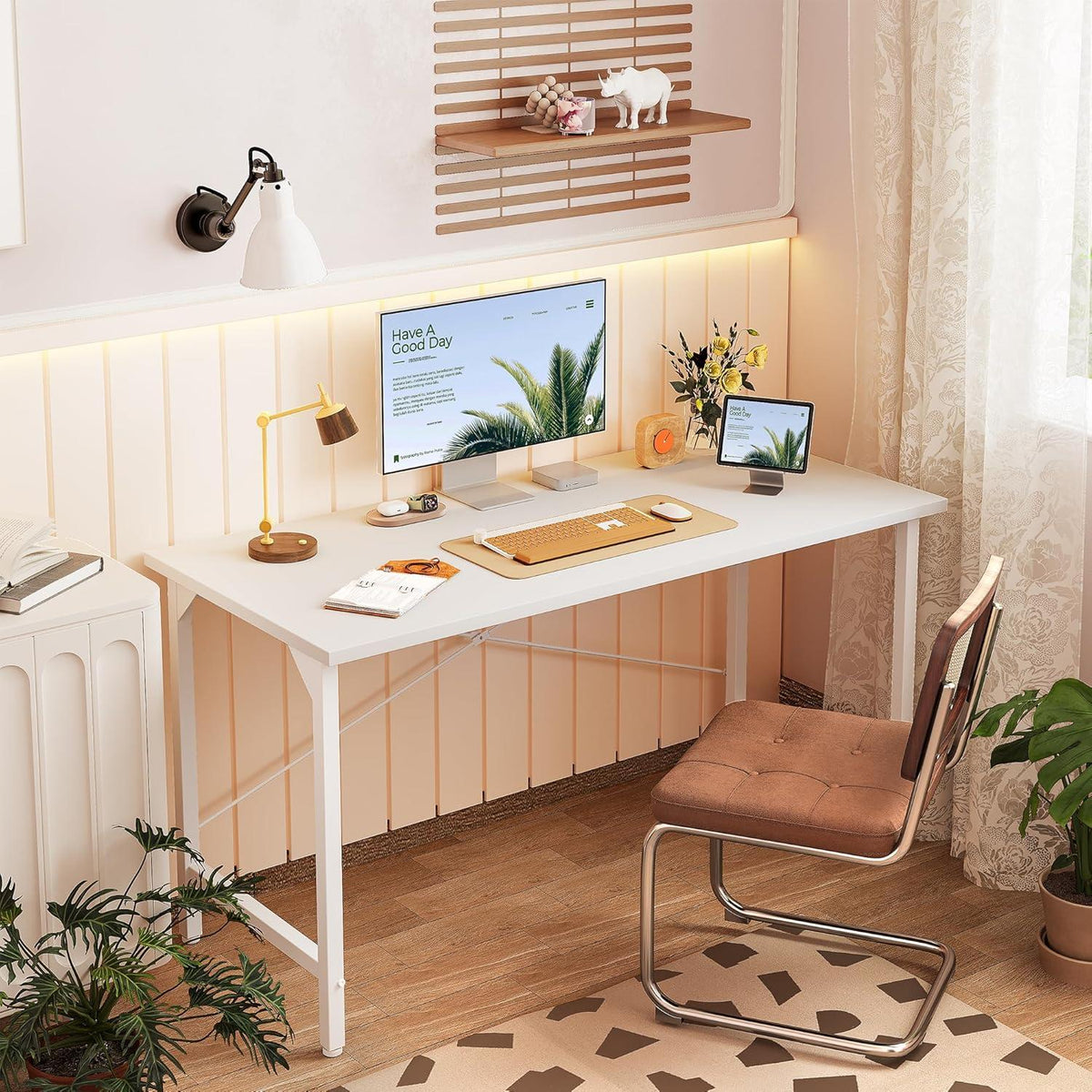Schreibtisch 120x48 cm Industrie-Design Holz Metallgestell