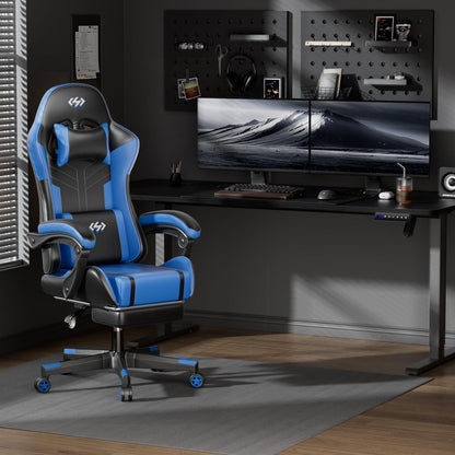 HLONONE Gaming Stuhl Ergonomischer Bürostuhl Schwarz-Blau