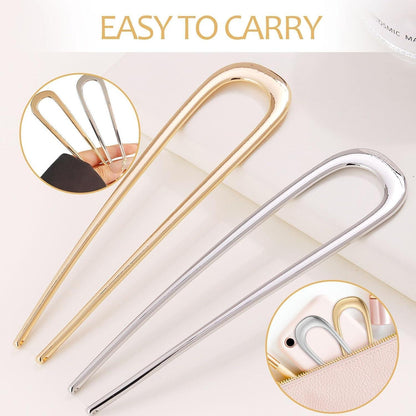 2er Set U-förmige Haarnadeln 14cm Metall Damen Mädchen