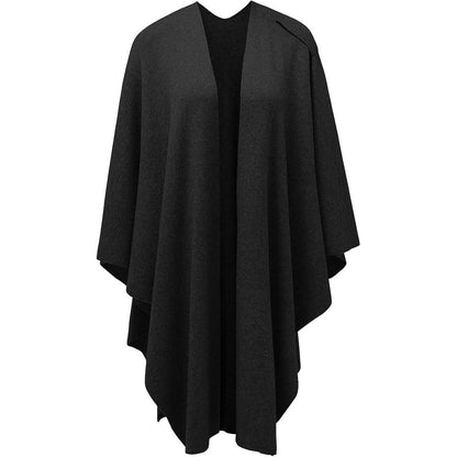Damen Poncho Schal kuschelweich, Strick Cape Cardigan Schwarz