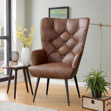 Eleganter Ohrensessel mit Metallbeinen, braun