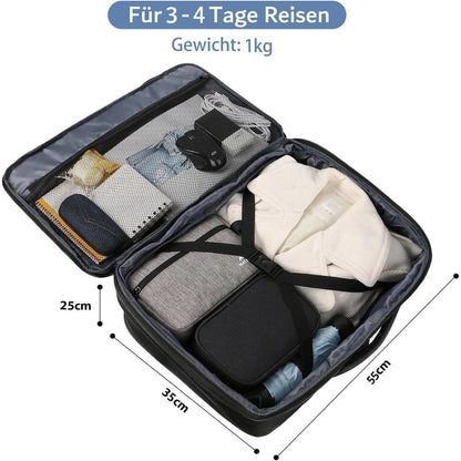 50L Handgepäck Rucksack erweiterbar, schwarz