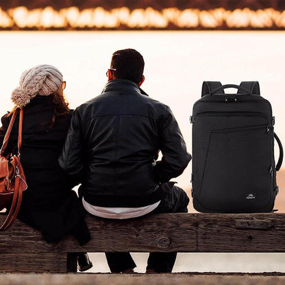 50L Handgepäck Rucksack erweiterbar, schwarz
