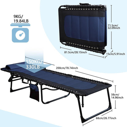 XXL Sonnenliege Klappbar Verstellbarer Rückenlehne Outdoor 150KG Navy