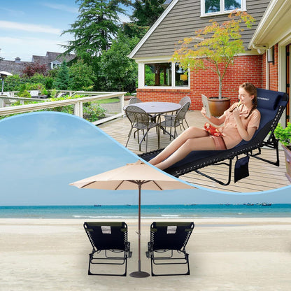 XXL Sonnenliege Klappbar Verstellbar Gartenliege 200x68CM Navy
