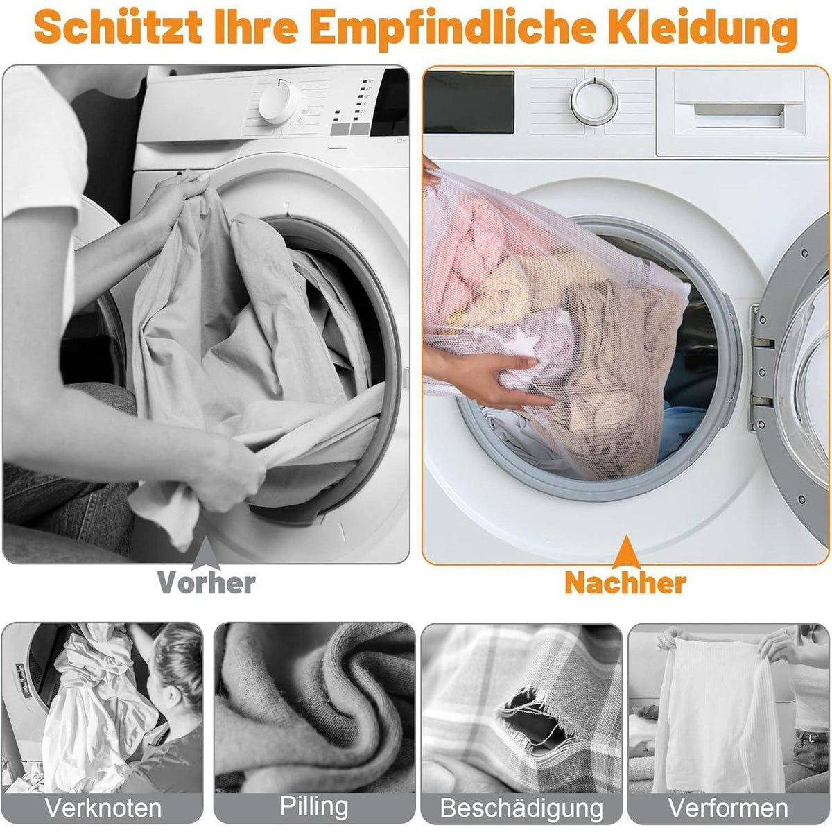 5 Wäschenetze für Waschmaschine | Fein & Grobmaschig | Schützt Kleidung