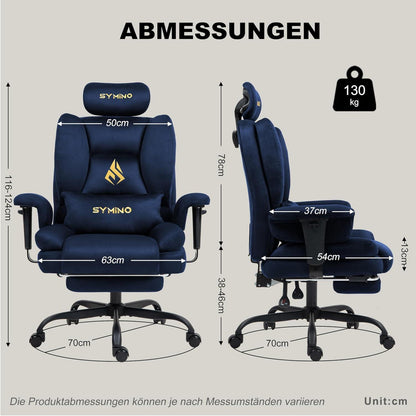 Ergonomischer Gaming Stuhl mit Fußstütze und verstellbarer Rückenlehne