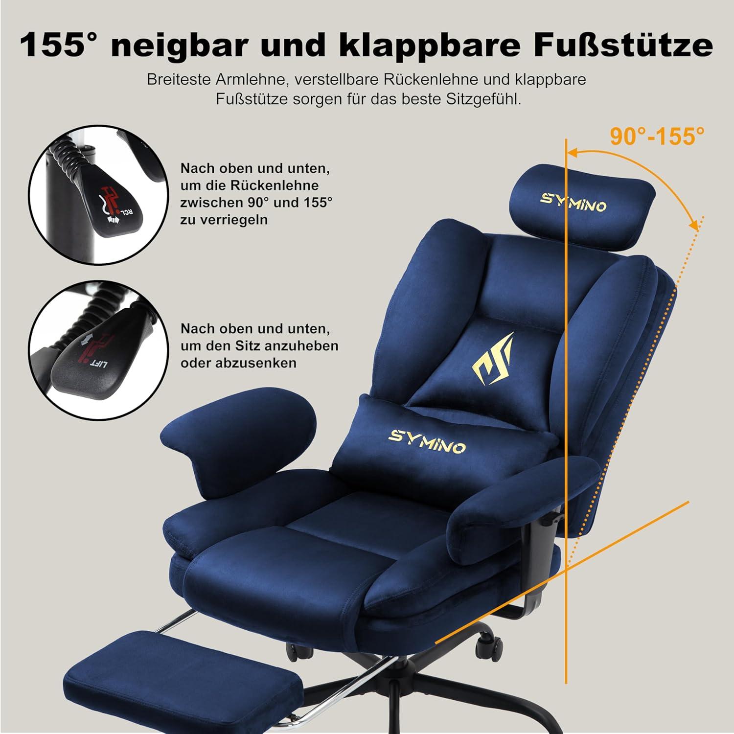 Gaming Stuhl Chefsessel Bürostuhl Wildlederimitat Ergonomisch