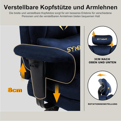 Gaming Stuhl Bürostuhl mit Fußstütze Wildlederimitat Ergonomisch