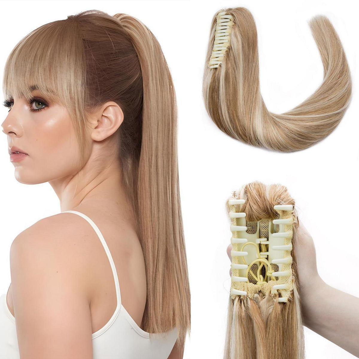 Remy Echthaar Pferdeschwanz Zopf #12/613 Goldbraun Blond