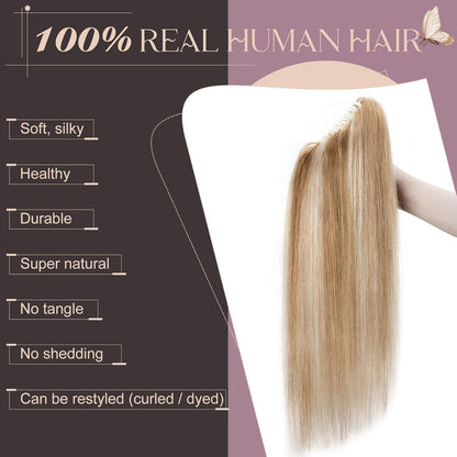 Remy Echthaar Pferdeschwanz Zopf #12/613 Goldbraun Blond