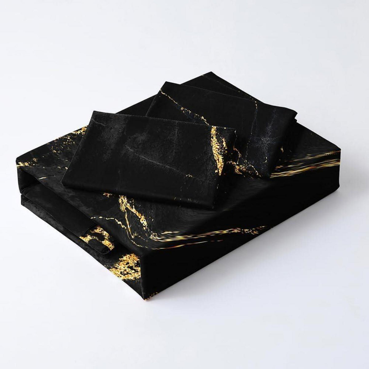 Marmor Bettwäsche Set Schwarz Gold 135x200 cm Mikrofaser
