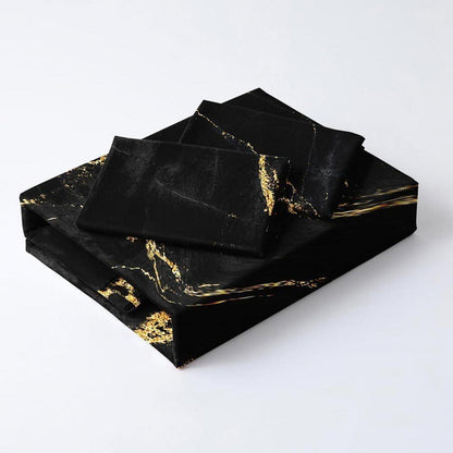 Marmor Bettwäsche Set Schwarz Gold 135x200 cm Mikrofaser