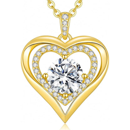 Silber Herz Halskette Damen Moissanite vergoldet