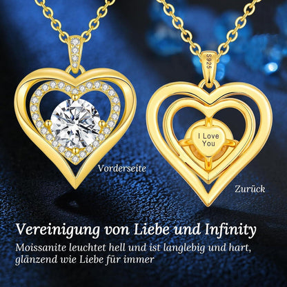 Silber Herz Halskette Damen Moissanite vergoldet