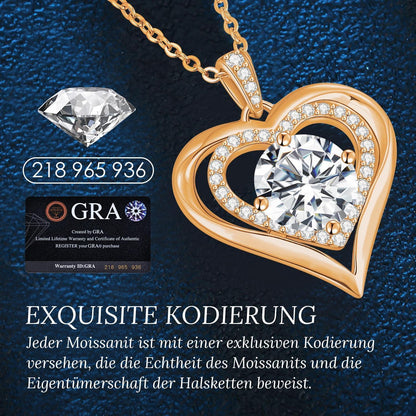 Silber Herz Halskette Damen Moissanite 2 Karat Rosé Vergoldet