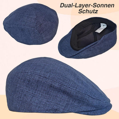 Schiebermütze Herren Baumwolle Leinen Blau - Gatsby Flatcap Größe L