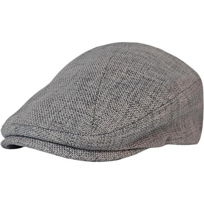 Schiebermütze Herren Baumwolle Leinen Grau - Gatsby Flatcap Newsboy Cap
