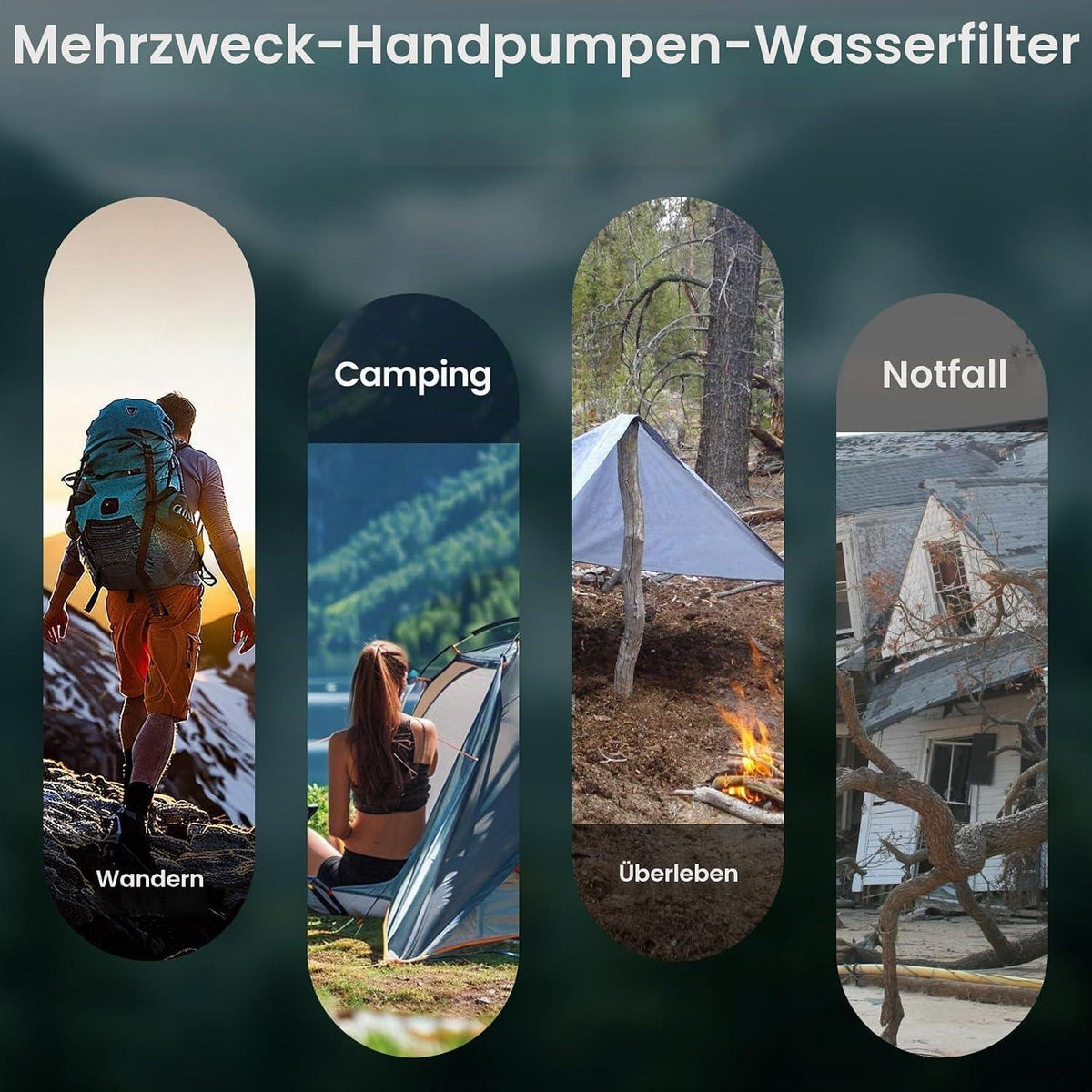Wasserfilter Outdoor Survival – 8000L Kapazität, Grün