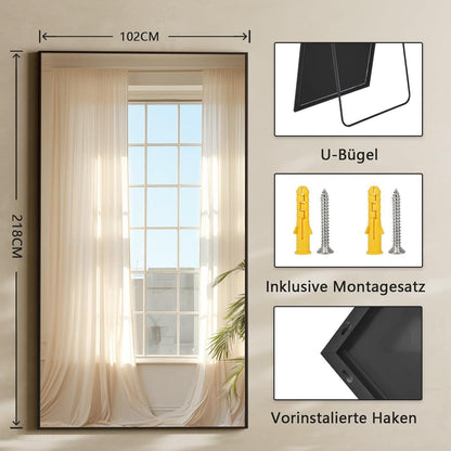 Großer Stand- & Wandspiegel 102x218 cm – Schwarz
