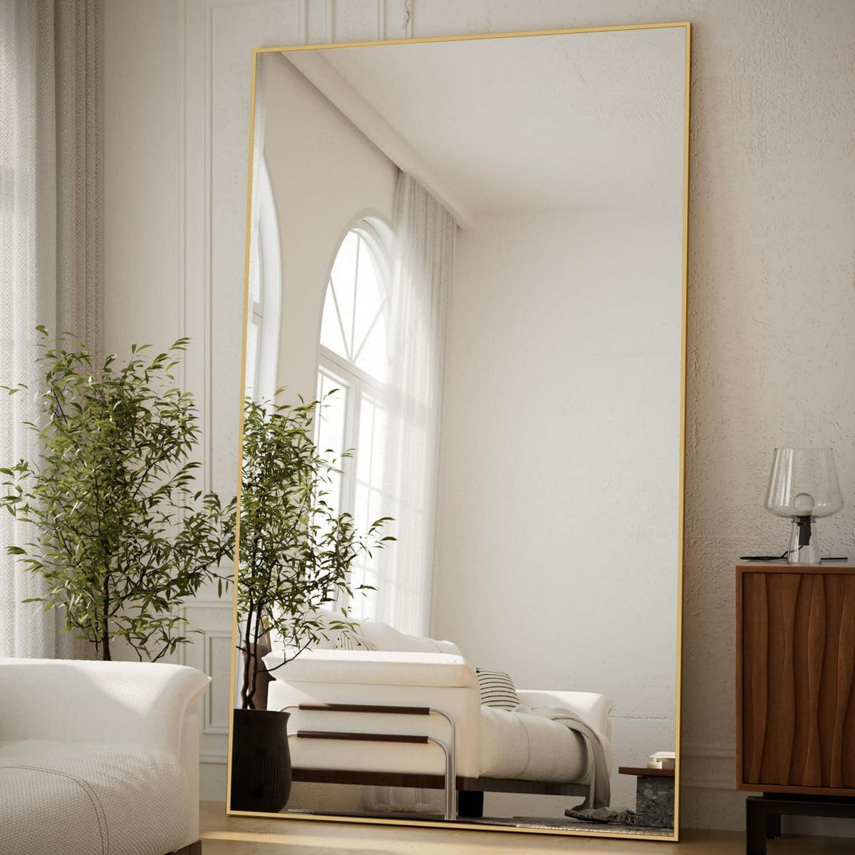 Großer Ganzkörperspiegel 102x218 cm – Stand- & Wandspiegel Gold