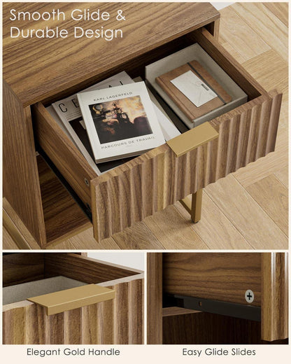 Nachttisch mit Schubladen Holz Nachtschrank Stauraum Beistelltisch