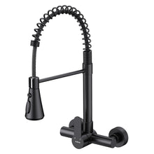 Küchenarmatur Wandmontage Schwarz Matt mit Flexibler Brause