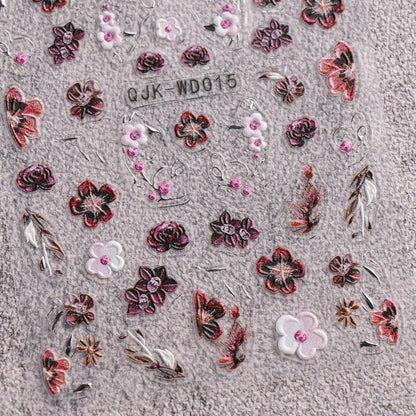 Nagelsticker Schwarz Weiß Blume – 6 Blatt Nail Art Aufkleber