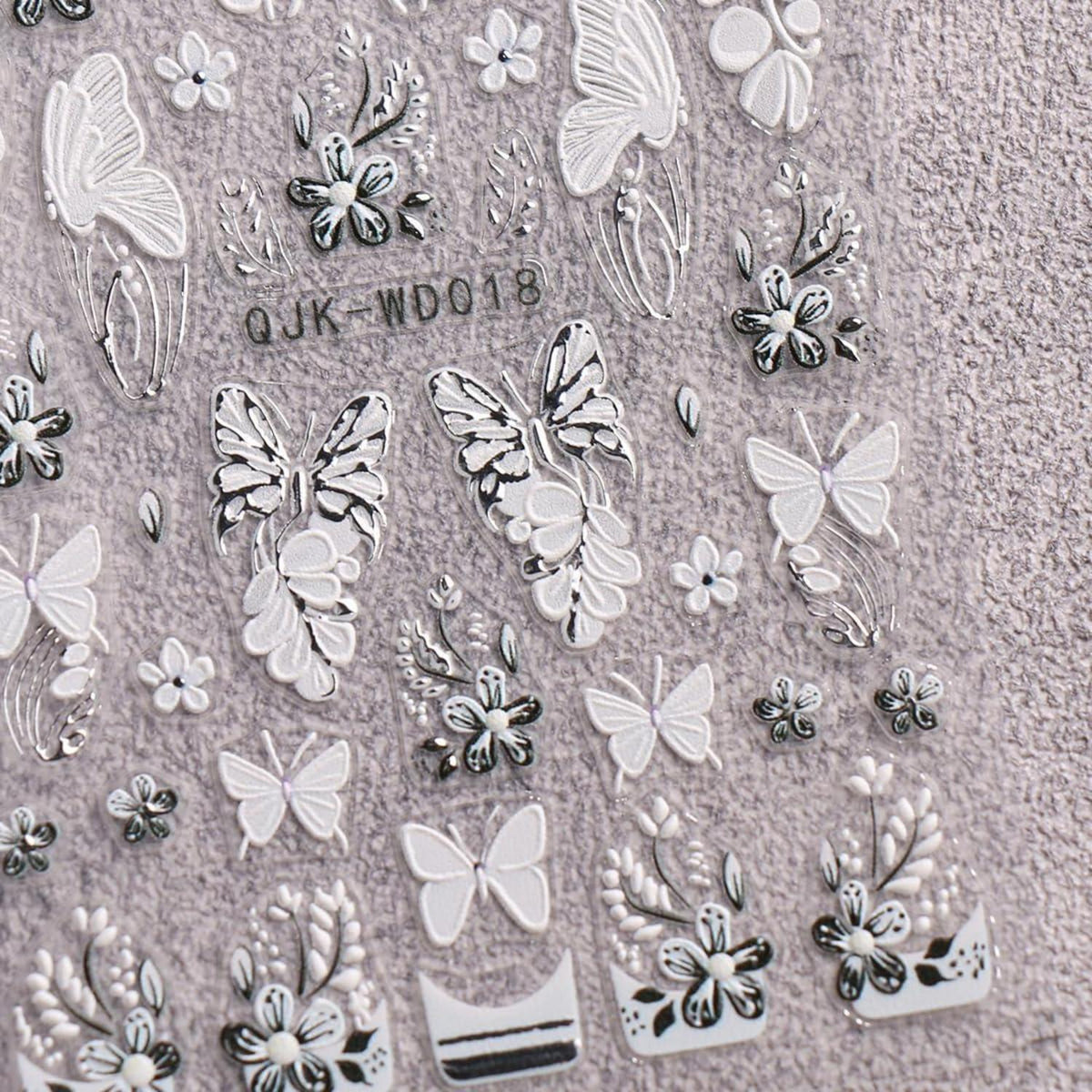 Nagelsticker Schwarz Weiß Blume – 6 Blatt Nail Art Aufkleber