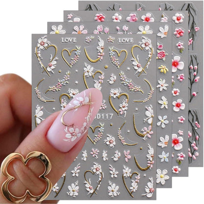 3D Nagelsticker Blumen – Nail Art Aufkleber für Sommerdesign