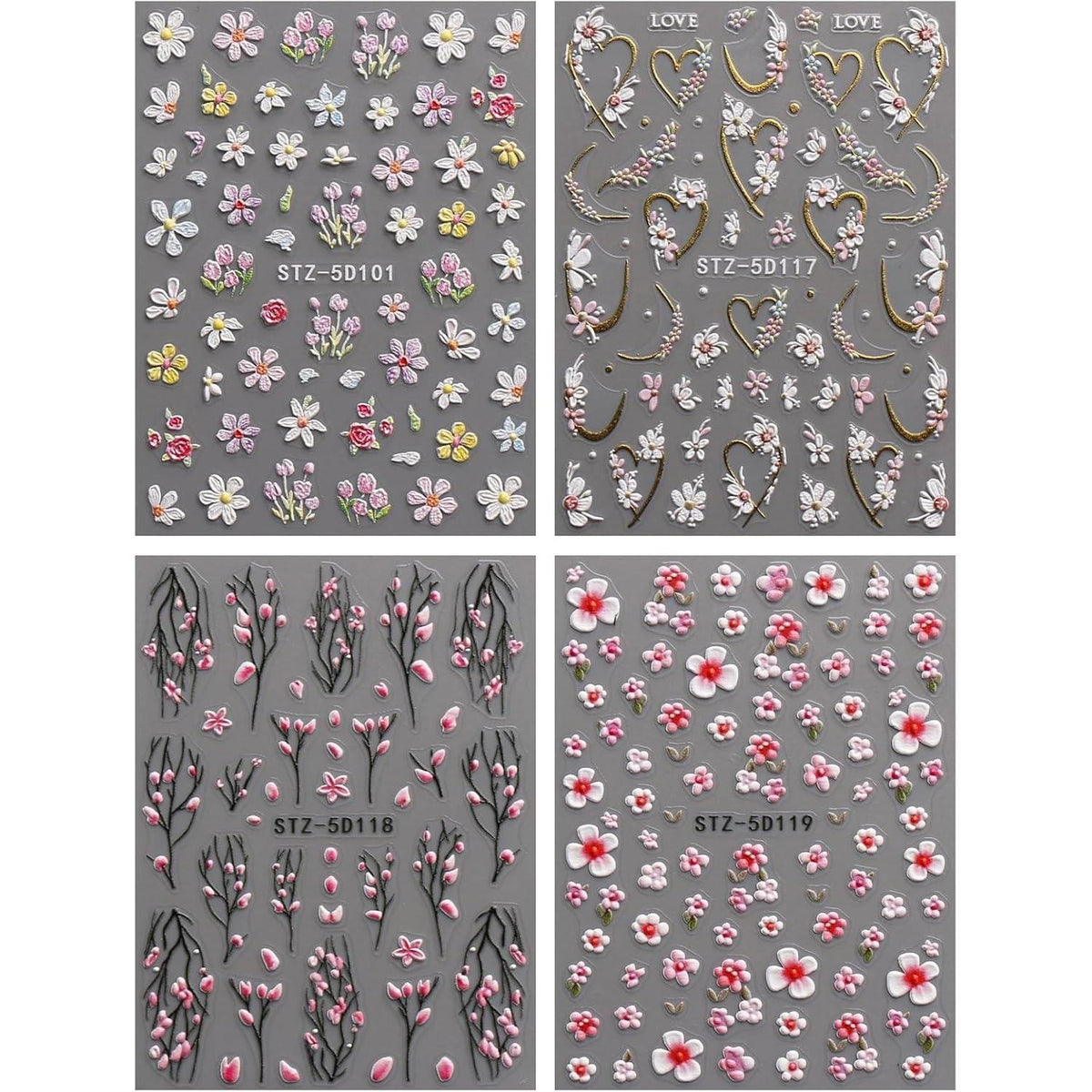 3D Nagelsticker Blumen – Nail Art Aufkleber für Sommerdesign