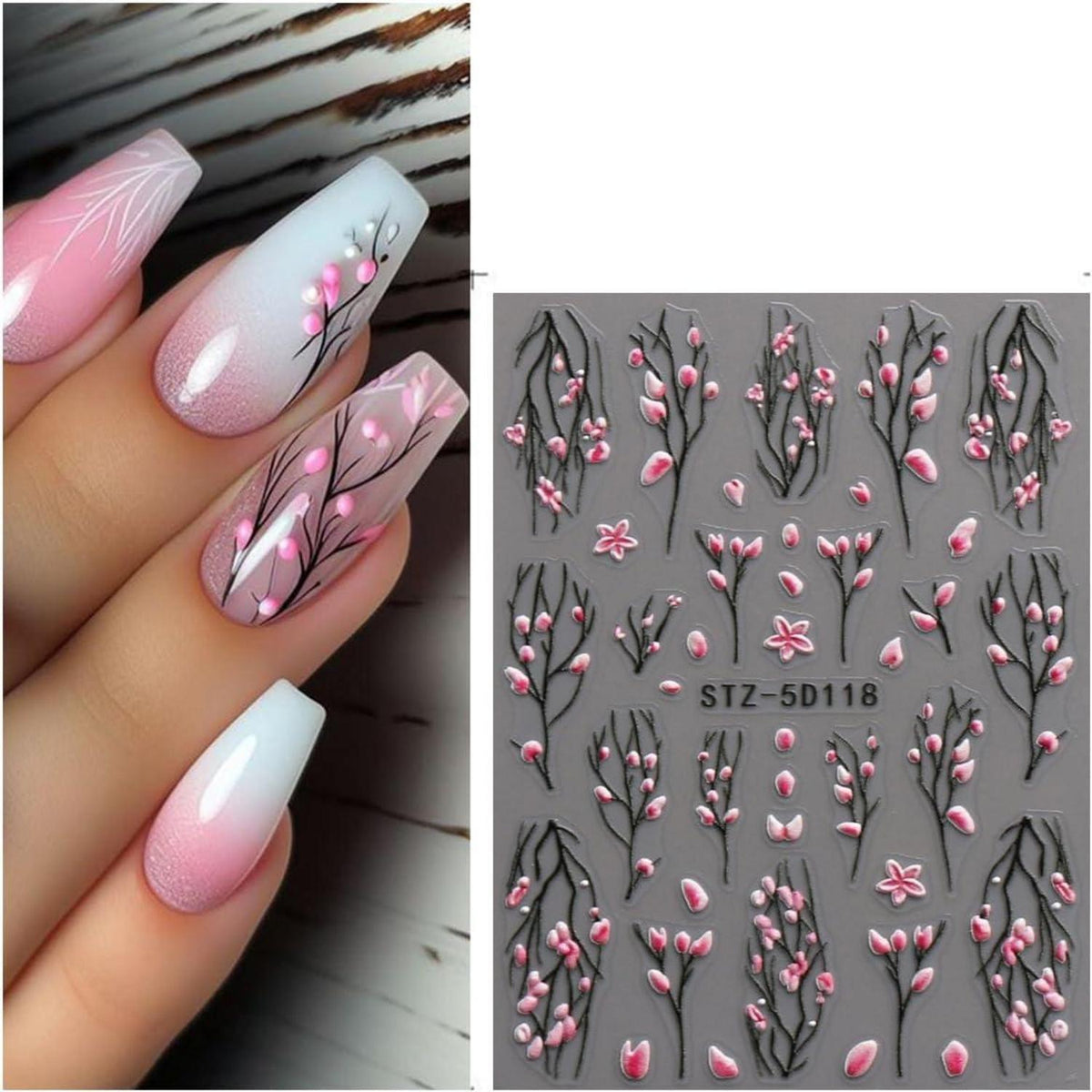 3D Nagelsticker Blumen – Nail Art Aufkleber für Sommerdesign
