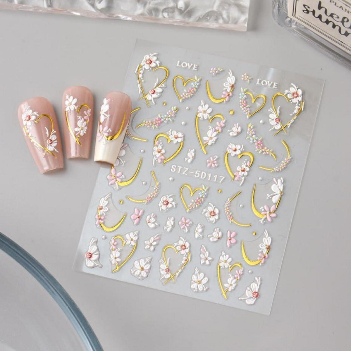 3D Nagelsticker Blumen – Nail Art Aufkleber für Sommerdesign