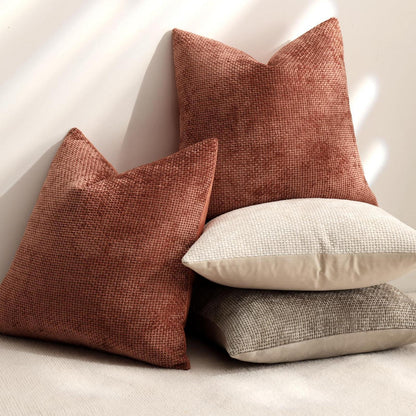 Herbst Kissenbezug 2er Set 45x45 - Gebranntes Orange Chenille
