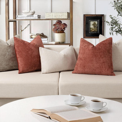 Herbst Kissenbezug 2er Set 45x45 - Gebranntes Orange Chenille