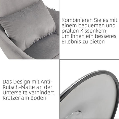 Drehbarer Samt Sessel | Bequemer Loungesessel Retro Design Hellgrau