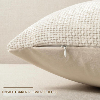 Chenille Kissenbezug 30x50 cm, 2er Set - Beige Dekokissen