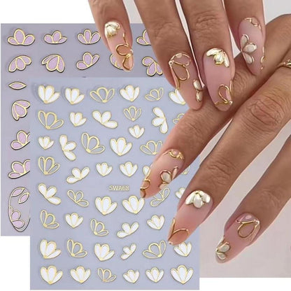 Nagelsticker Blume 9 Blatt – Floral Nail Art Aufkleber