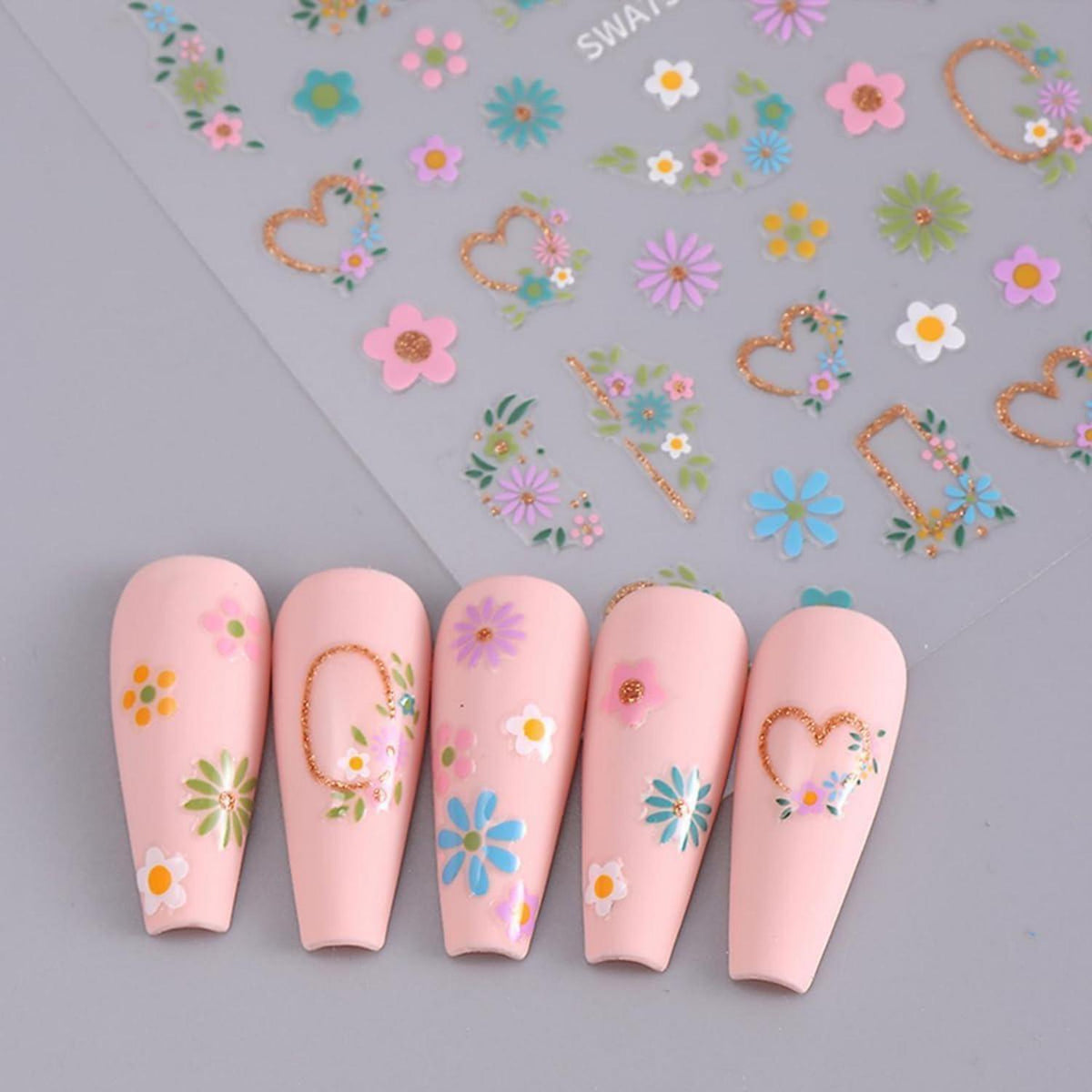 Nagelsticker Blume 9 Blatt – Floral Nail Art Aufkleber