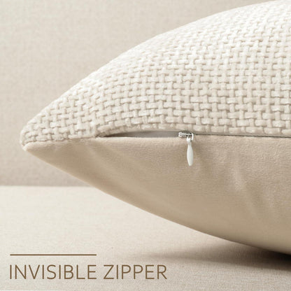 Chenille Kissenbezüge 60x60 - 2er Set Beige