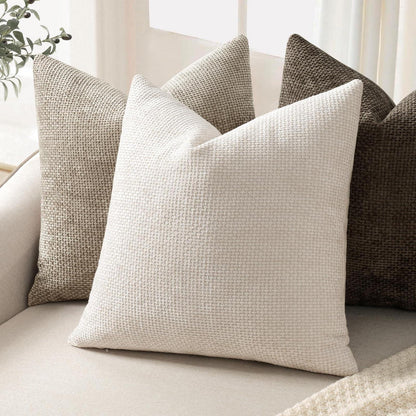 Chenille Kissenbezüge 60x60 - 2er Set Beige