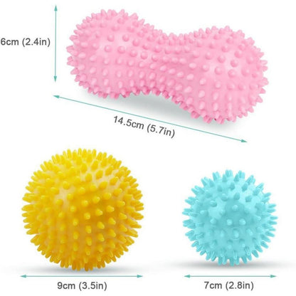 Massagebälle Faszienball Set 3er Igelball Hart Pink-Gelb-Blau
